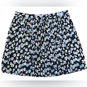 J. Crew Black and Blue Floral A line Skirt Size 10